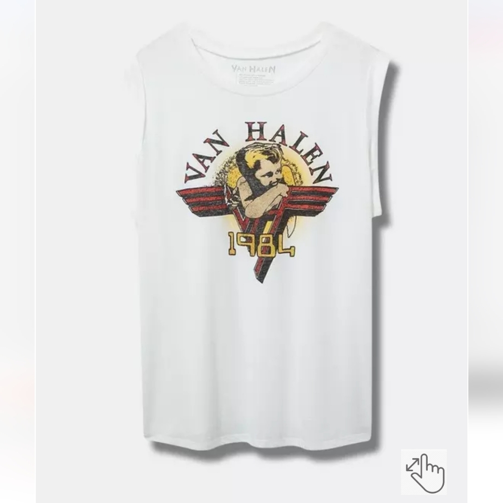Torrid White Van Halen "1984" Retro Rock Graphic Sleeveless Tee NWT Size 2X - Picture 5 of 8